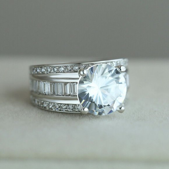 Luxury 925 Silver Wedding Engagement Sapphire Ring - Picture 4 of 6